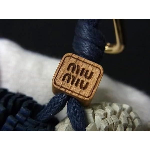 Miu Miu Micro Trick Leather Key Holder Charm Navy White — view 3