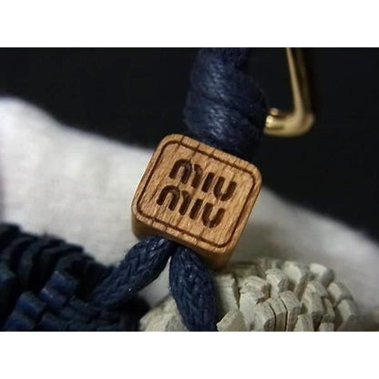 Miu Miu Micro Trick Leather Key Holder Charm Navy White — view 3