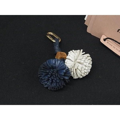 Miu Miu Micro Trick Leather Key Holder Charm Navy White