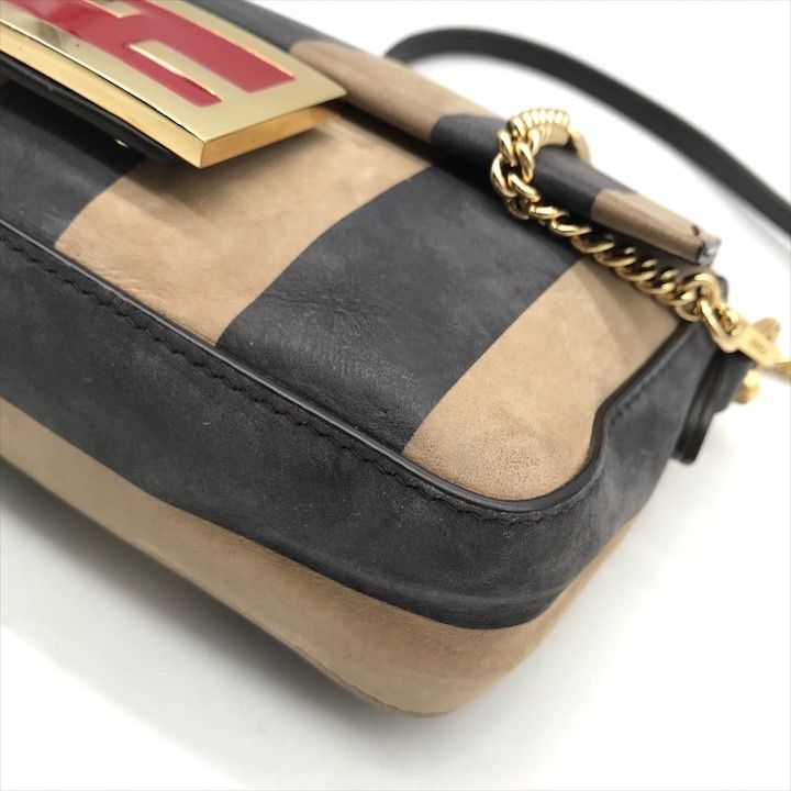 Fendi Mini Bucket Pecan 2-Way Chain Shoulder Bag Hand Leather Brown
