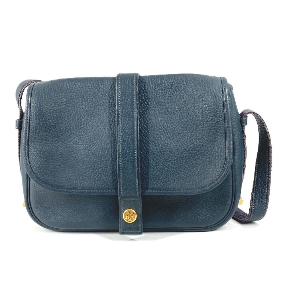 Hermes Shoulder Bag Logo Noumea Leather Navy