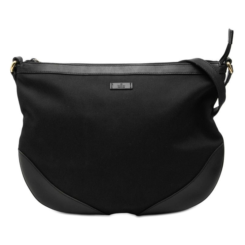 Gucci Crossbody Shoulder Bag Black Canvas Leather