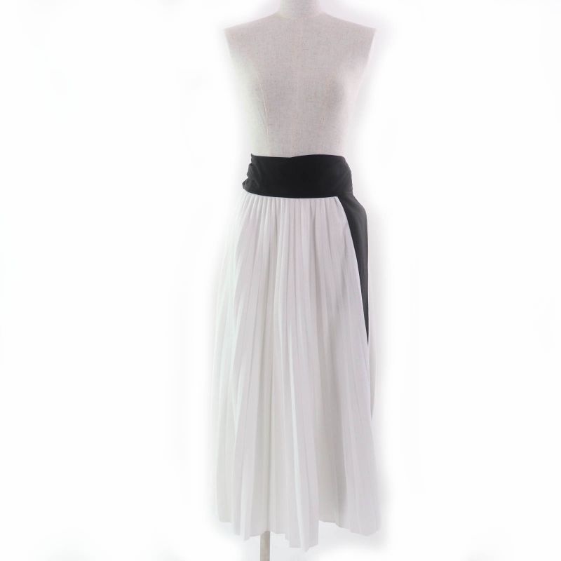 Louis Vuitton 2024 Silk Blend Ribbon Belt Design Pleated Wrap Long Skirt White