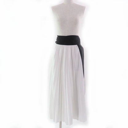 Louis Vuitton 2024 Silk Blend Ribbon Belt Design Pleated Wrap Long Skirt White