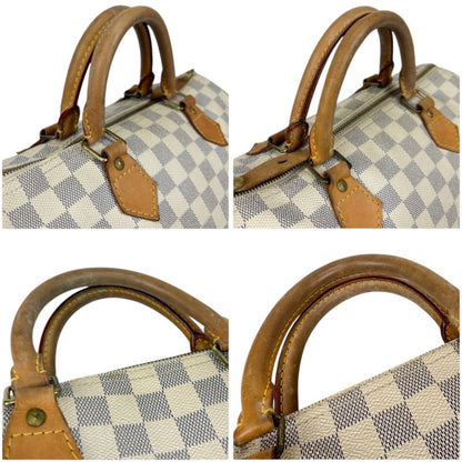 Louis Vuitton Damier Azure Leather Speedy 30 Handbag Mini Boston Bag Padlock