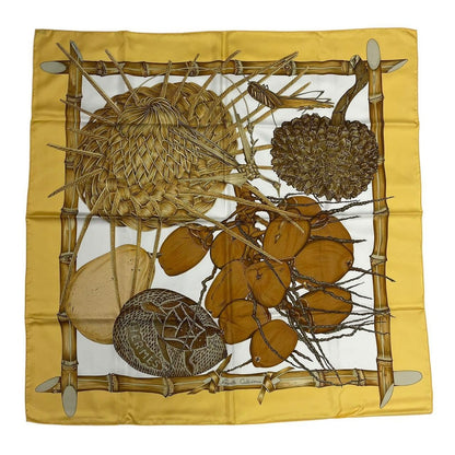 Hermes Carre 90 Jardin Creole Cles Or's Paradise Silk Scarf Yellow — view 2