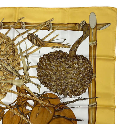 Hermes Carre 90 Jardin Creole Cles Or's Paradise Silk Scarf Yellow — view 4