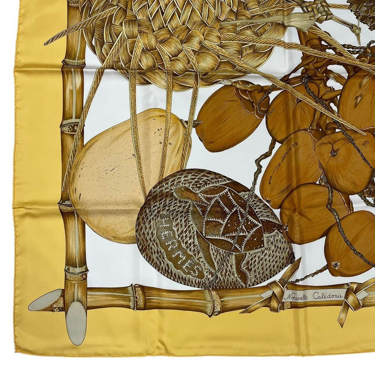 Hermes Carre 90 Jardin Creole Cles Or's Paradise Silk Scarf Yellow — view 6