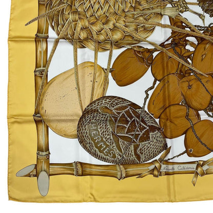 Hermes Carre 90 Jardin Creole Cles Or's Paradise Silk Scarf Yellow — view 6