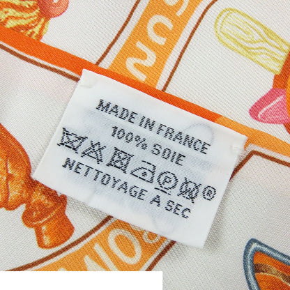 Hermes Twilly Orange Cream Beige Silk Funny Ice Scarf — view 5