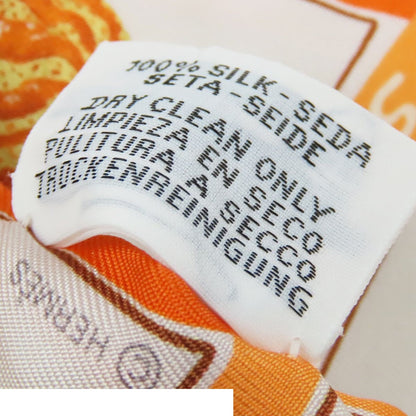Hermes Twilly Orange Cream Beige Silk Funny Ice Scarf — view 6