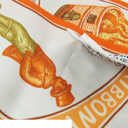Hermes Twilly Orange Cream Beige Silk Funny Ice Scarf — view 7