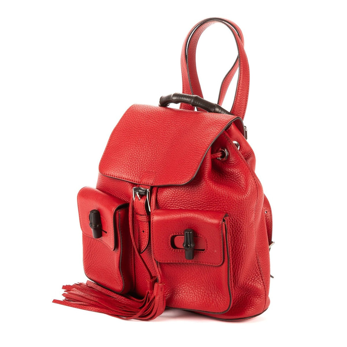 Gucci Bamboo Backpack Tassel Red Grain Leather — view 2