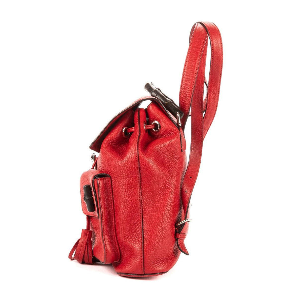 Gucci Bamboo Backpack Tassel Red Grain Leather — view 3