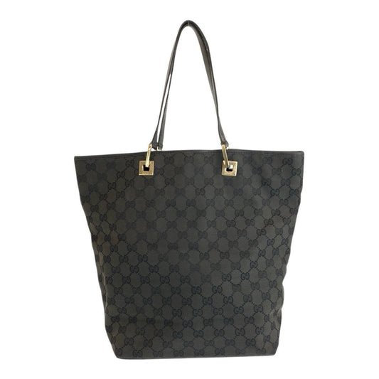 Gucci Black Gold GG Canvas Leather 002 Tote