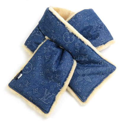Louis Vuitton Scarf Echarpe Shearling Denim M77144