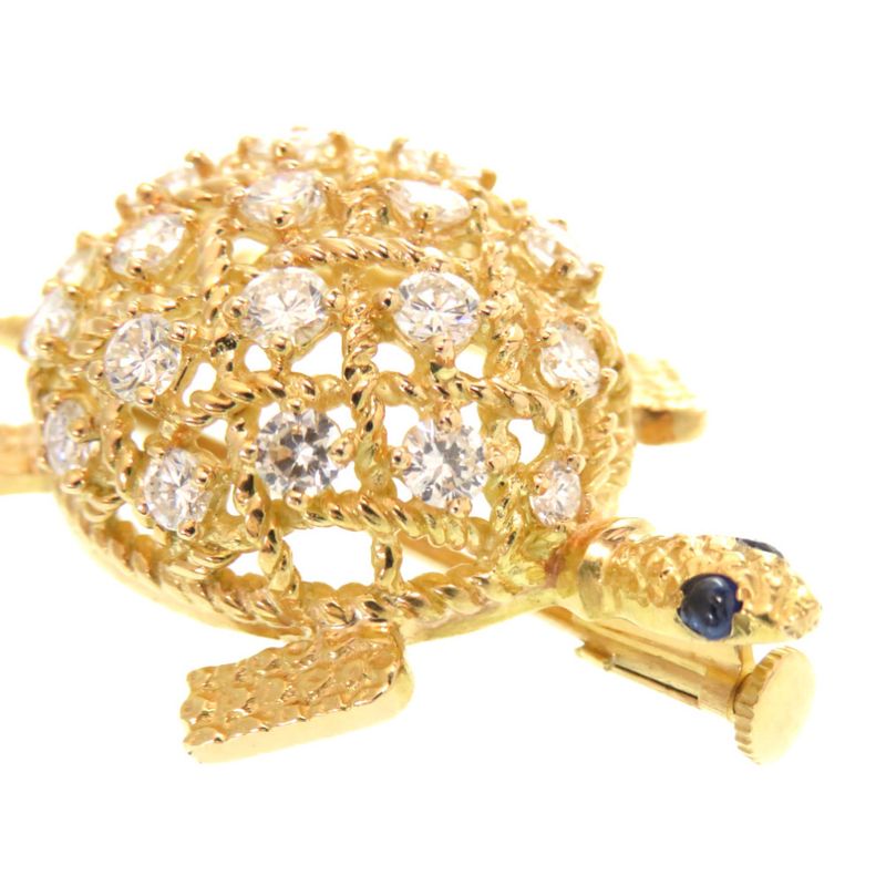 Cartier Turtle 750yg Diamond/sapphire Brooch 18K Yellow Gold/diamond/sapphire