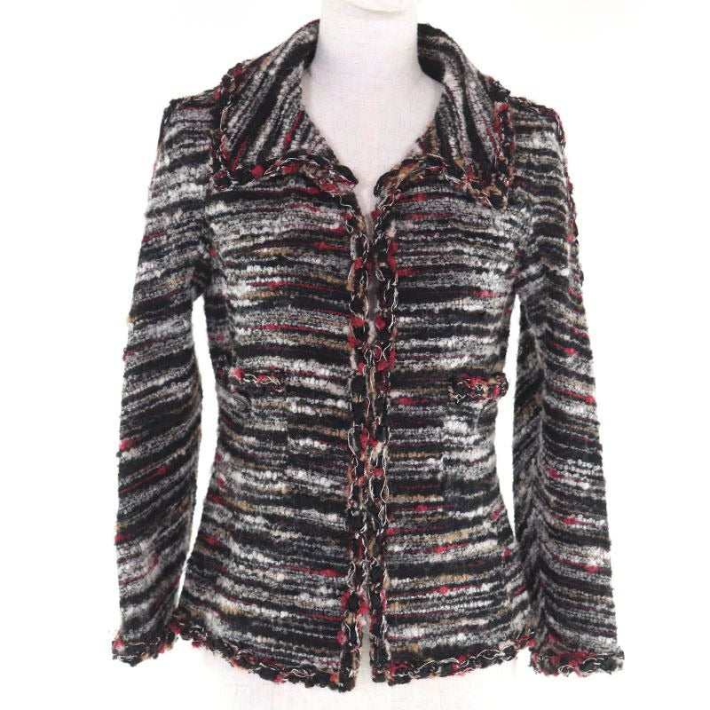 Chanel Wool Alpaca Blend Lining 100% Silk Coco Mark Jacket With Buttons