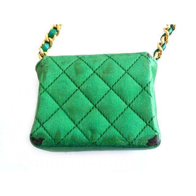 Chanel Mini Shoulder Pochette Satin Green Bag Quilted 1 st Vintage 4 — view 2