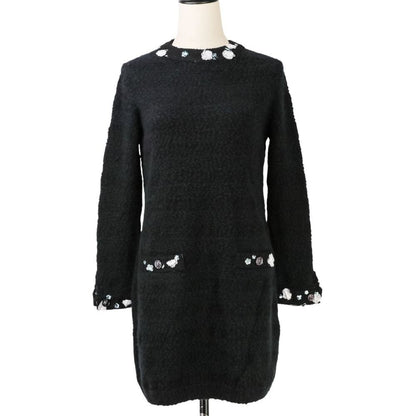Chanel CC Logo Cashmere Knit Dress 36 Black