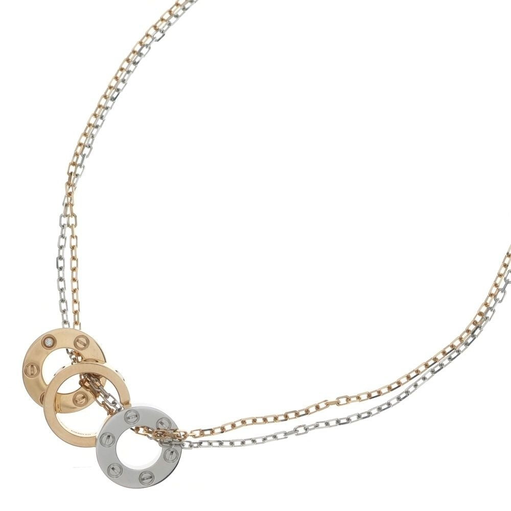 Cartier WG Love Three Necklace Diamond Gold Silver