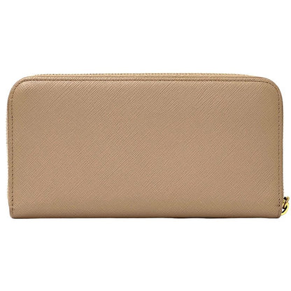 Prada Wallets Women's Branded Long Saffiano Beige 1ml506 Gold Hardware Round