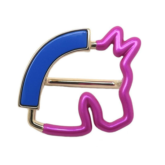 Hermes Scarf Ring Cheval Neon Pink Blue Gold Hardware Accessories