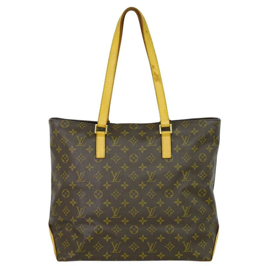 Authentic Louis Vuitton LV Cabas Mezzo Monogram Shoulder Bag Tote Bag Brown