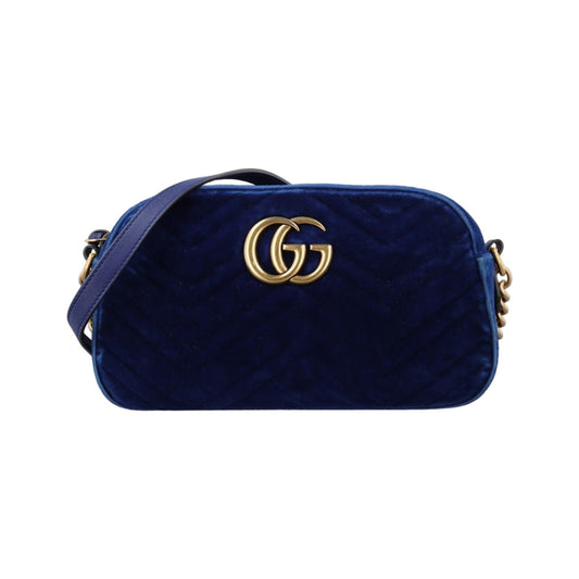 Gucci GG Marmont Blue Velour Messenger Bag