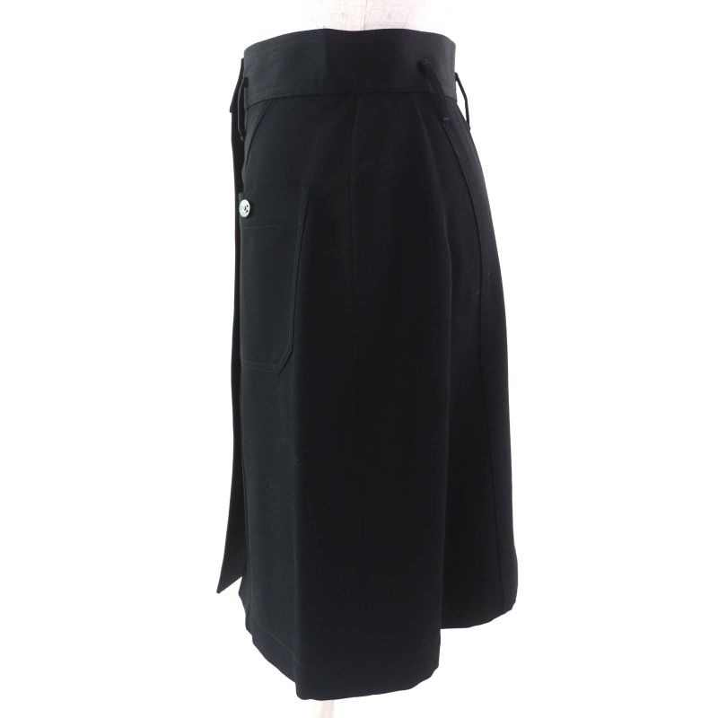 CHANEL Vintage P04919 100% Wool Coco Mark Button Coco Button Tight Skirt Lined