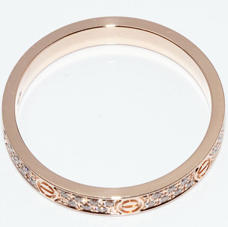 Cartier Ring 18K Pink Gold Diamond 56P Love Ring Small Model Width 26mm (010in)