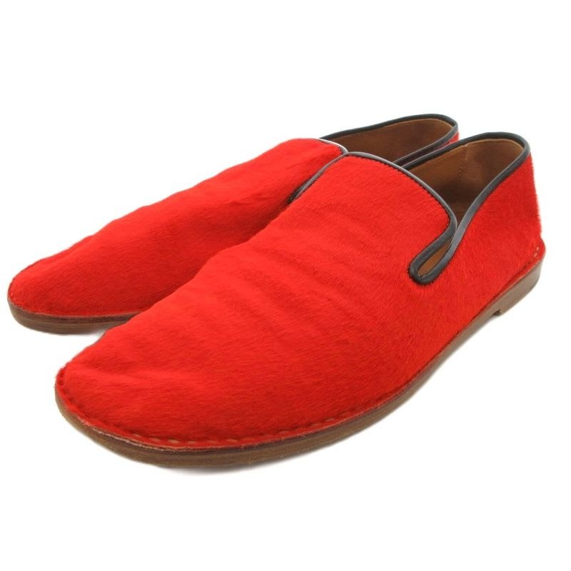 Celine Haraco Wood Sole Slip-on Shoes 37.5 Red Js Gy62