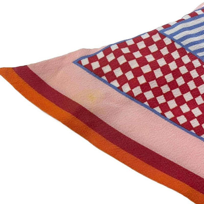 Louis Vuitton Bandeau Checkered Silk Scarf Pink and Multicolor