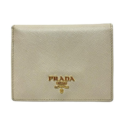 Prada Bifold Wallet - Beige Leather