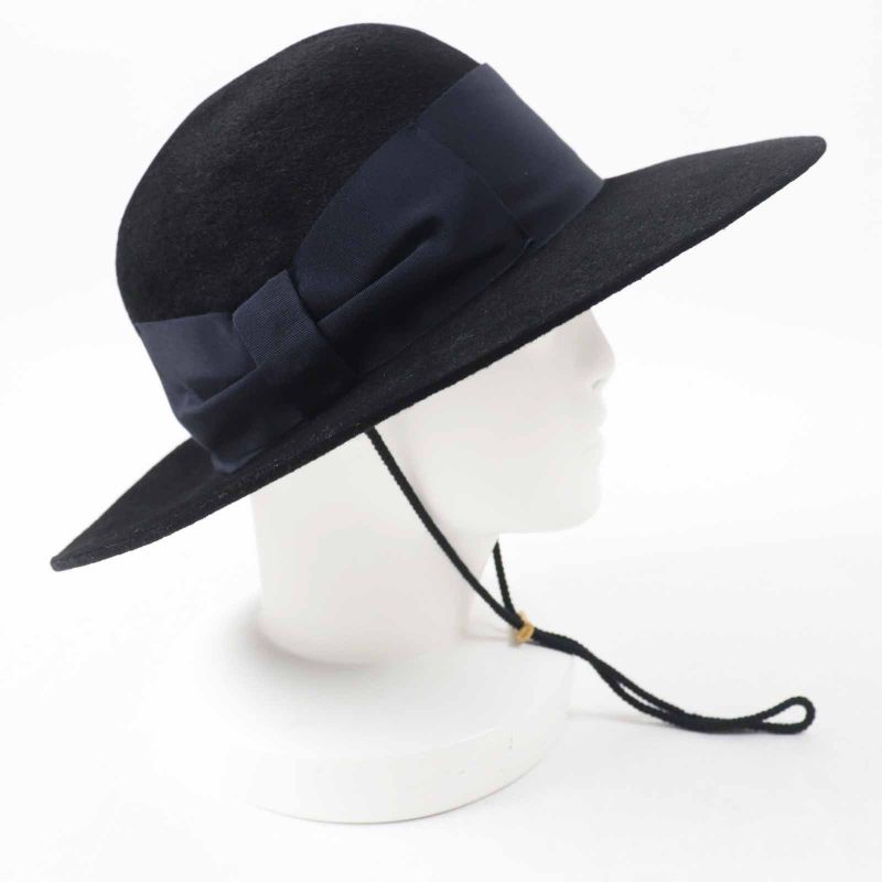 Gucci Rabbit Felt Wide Brim Hat Black Dark Navy XL 60 Genuine