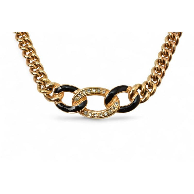 Christian Dior Necklace Vintage Rhinestone Black