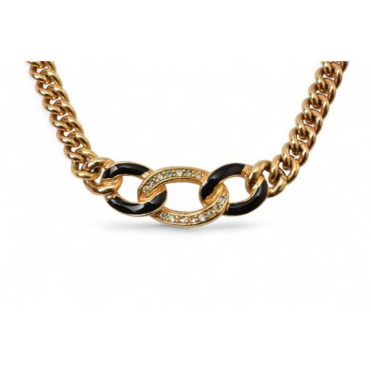 Christian Dior Necklace Vintage Rhinestone Black