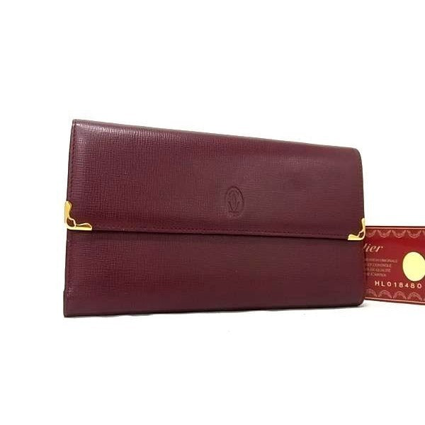 Cartier Long Wallet Must Line Trifold Bordeaux Leather