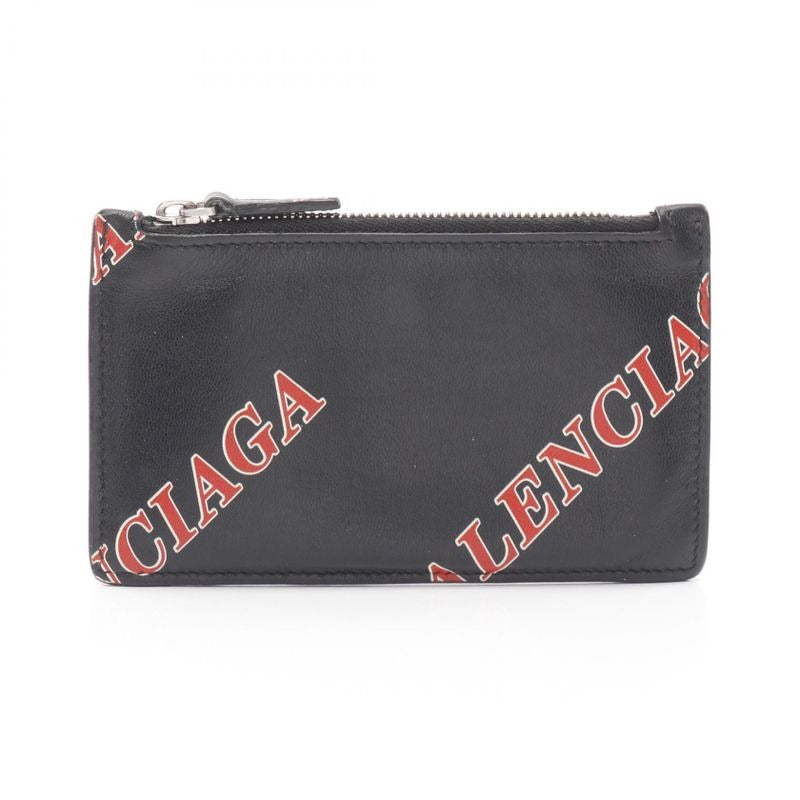 Balenciaga Coin Case Card Black Red Leather