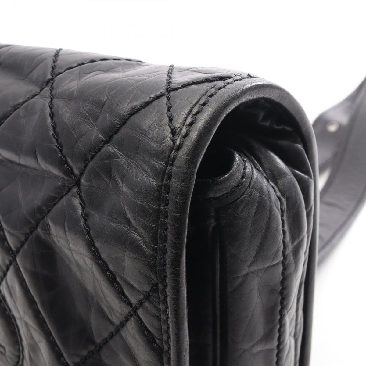 Chanel Shoulder Bag Wild Stitch Black Calf — view 12