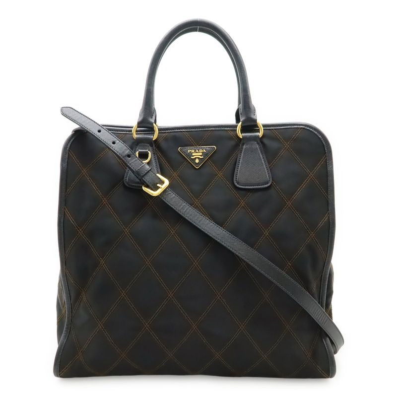 Prada Tessuto Impuntu Handbag 2-Way Shoulder Bag Quilted Nylon Nero Black
