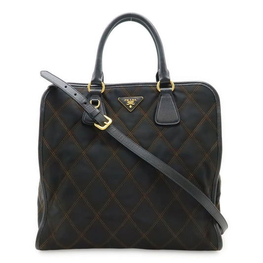 Prada Tessuto Impuntu Handbag 2-Way Shoulder Bag Quilted Nylon Nero Black