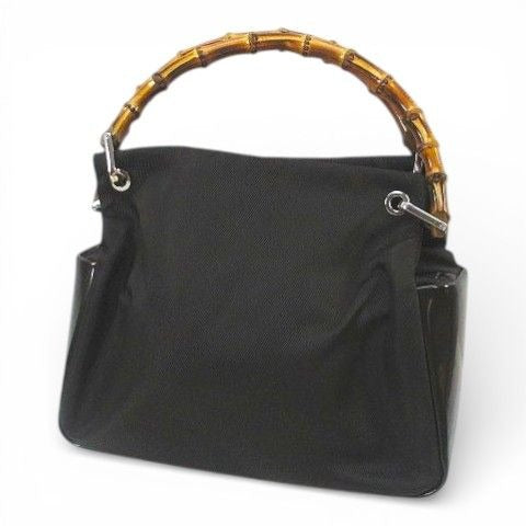 Gucci 000 Bamboo Tote Brown Canvas Leather