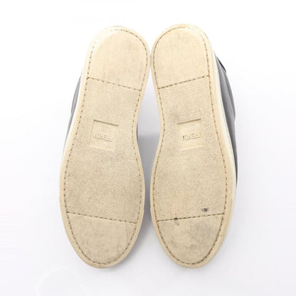 Fendi Slip Ons FF Logo Black Leather Fabric Knit Stretch Sneakers — view 4