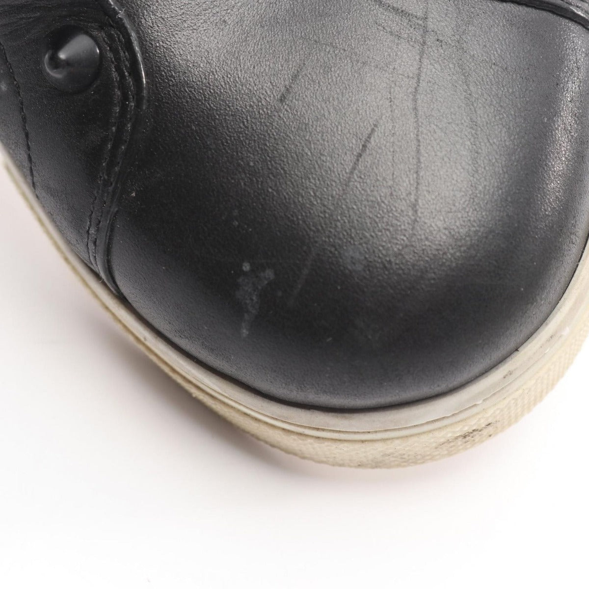 Fendi Slip Ons FF Logo Black Leather Fabric Knit Stretch Sneakers — view 8