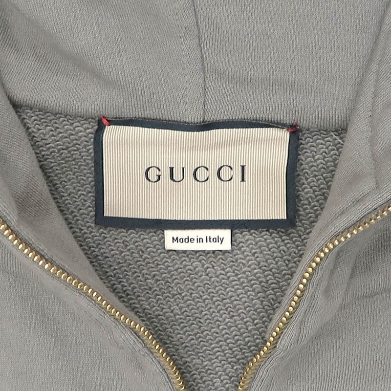 Gucci Half Zip Sweat Parka S Gray 644656 100% Cotton Long Sleeve