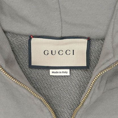 Gucci Half Zip Sweat Parka S Gray 644656 100% Cotton Long Sleeve