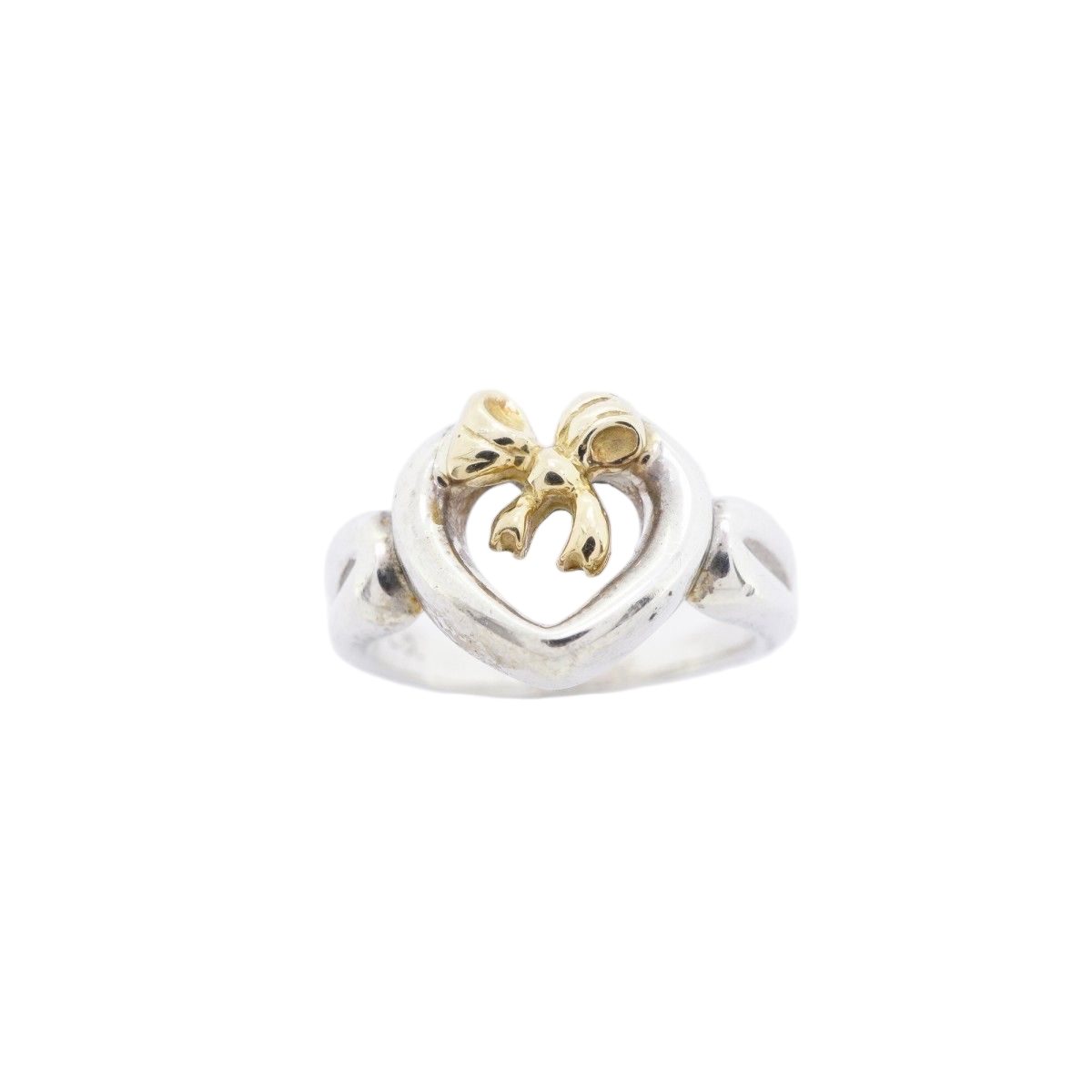 Tiffany & Co Ring Heart Ribbon 18k Yellow Gold 925 Sterling Silver — view 2