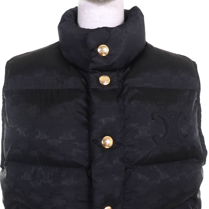 Celine 2w987795w Triomphe Badge Quilted Monogram Padded Vest Black 36 With