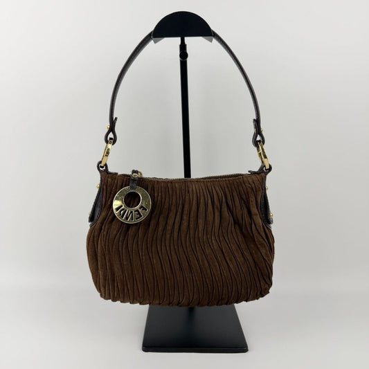 Fendi Shoulder Bag Brown Suede Vintage